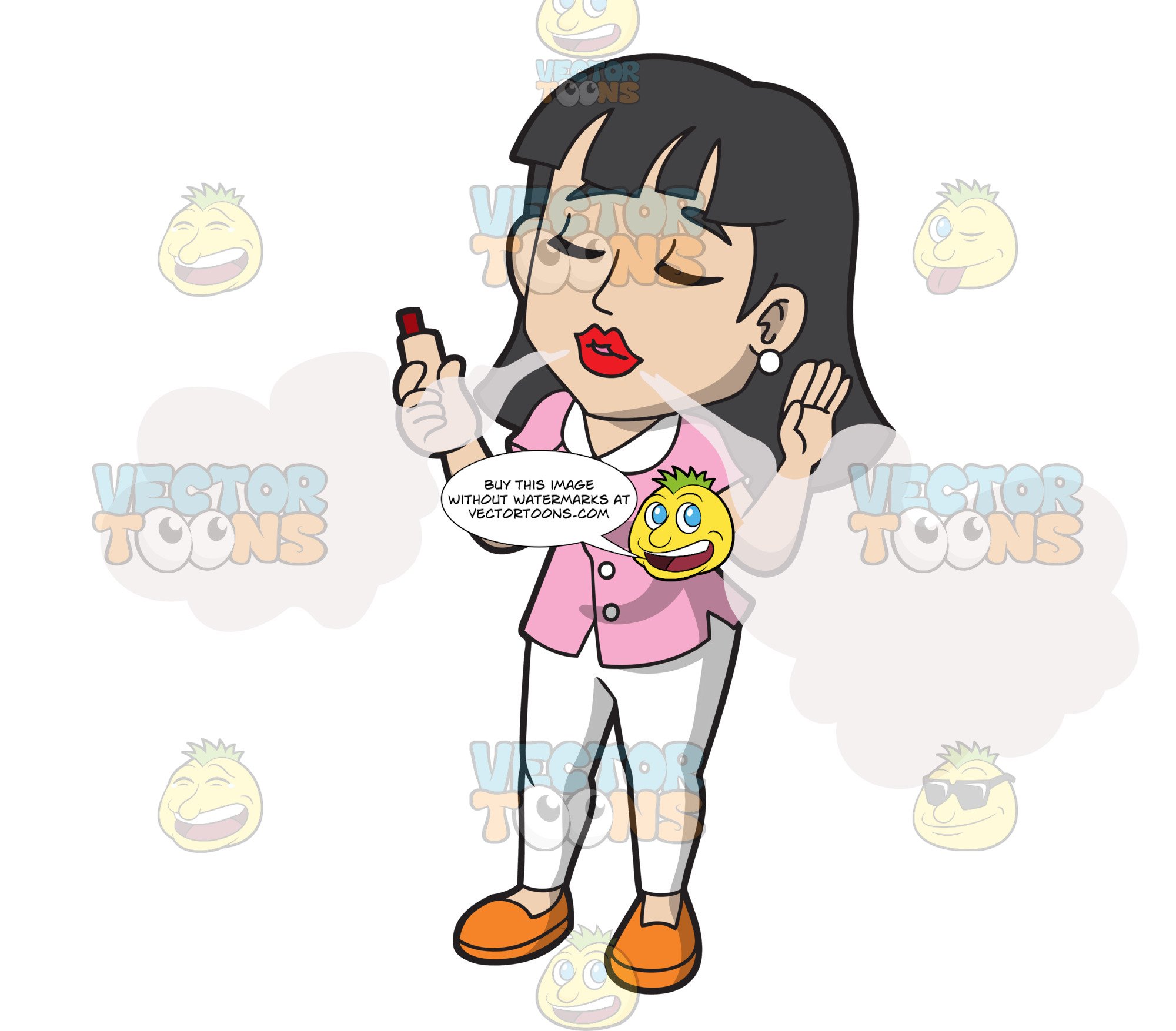 2000x1754 A Chic Woman Smoking A Vaporizer And Exhaling Clouds Of Smoke