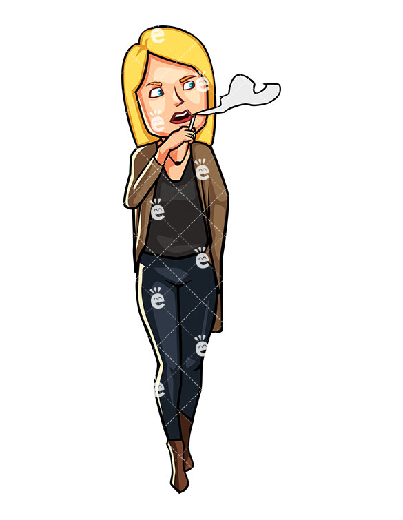 585x755 A Woman Casually Smoking A Cigarette