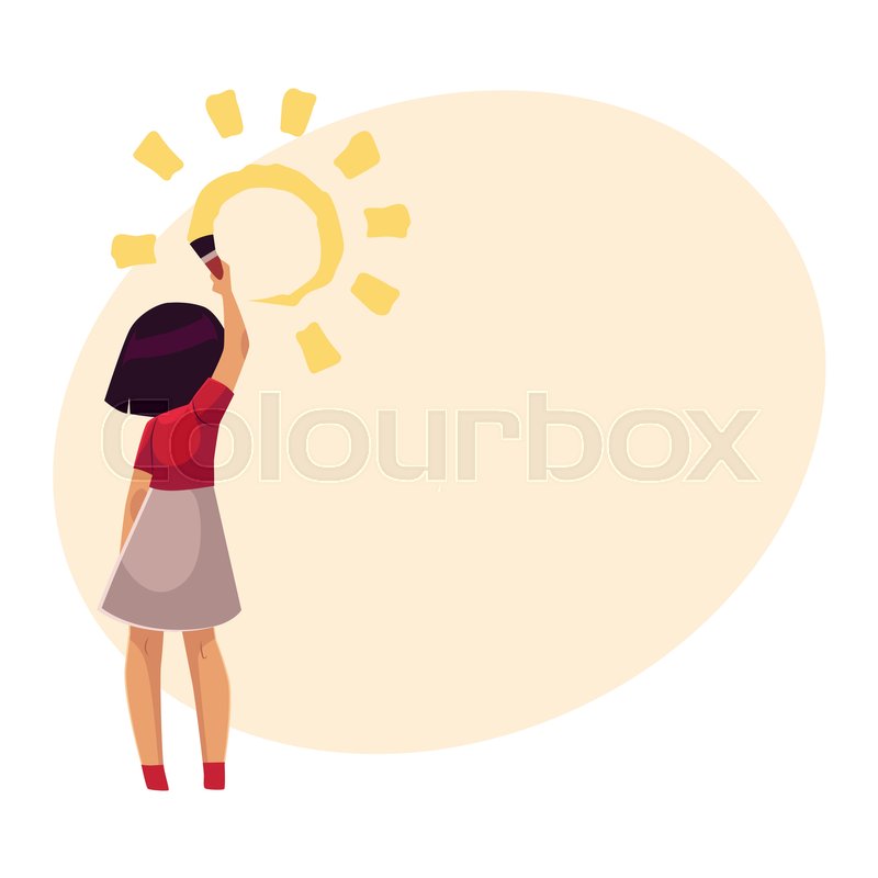 800x800 Full Length Portrait Of Little Girl Stock Vector Colourbox