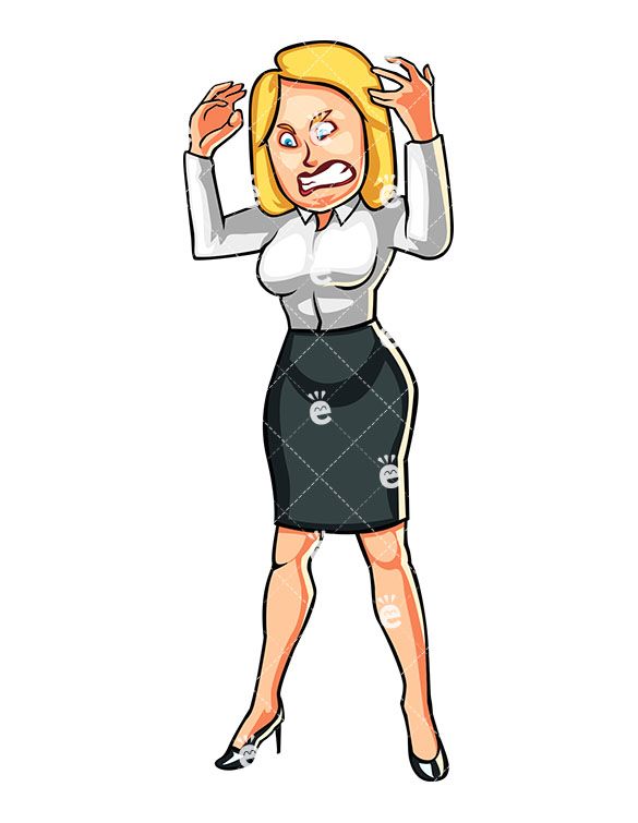 585x755 Standing Business Woman Goes Into Utter Rage Caucasian