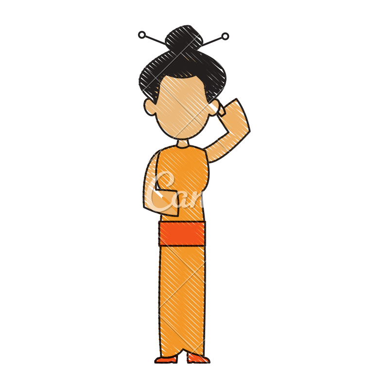 800x800 Standing Woman Drawing Illustration