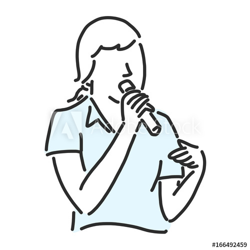 500x500 Woman Standing Is Talking, Line Drawing Vector Illustration