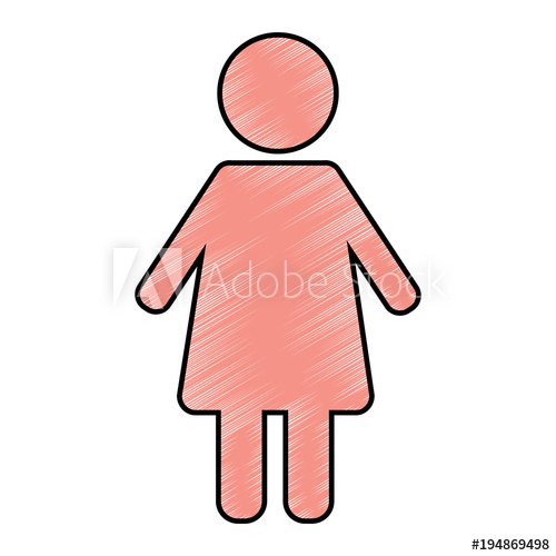 500x500 Pictogram Female Woman Standing Person Vector Illustration Drawing
