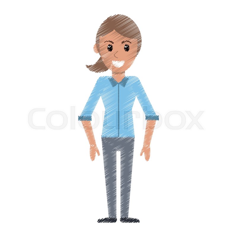 800x800 Drawing Woman Lady Character Vector Stock Vector Colourbox