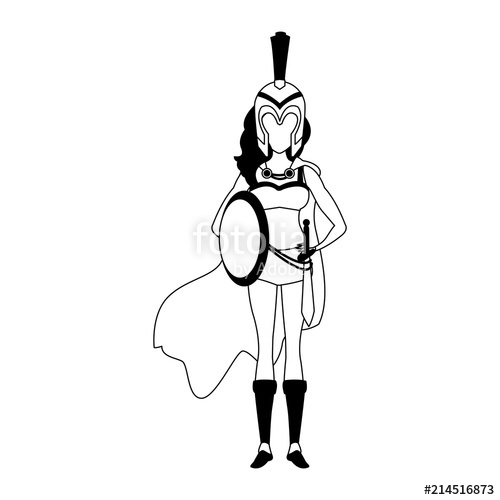 500x500 Medieval Woman Warrior Cartoon Vector Illustration Graphic Design