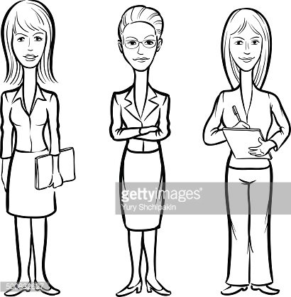 410x418 Whiteboard Drawing Cartoon Figures Of Office Women Premium Clipart