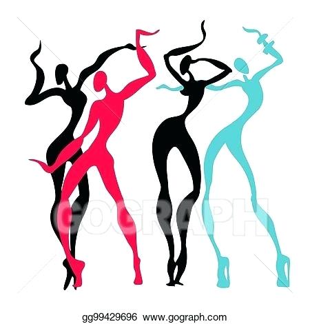 450x470 Beautiful Clip Art Vector Dancing Silhouettes Dancer Women