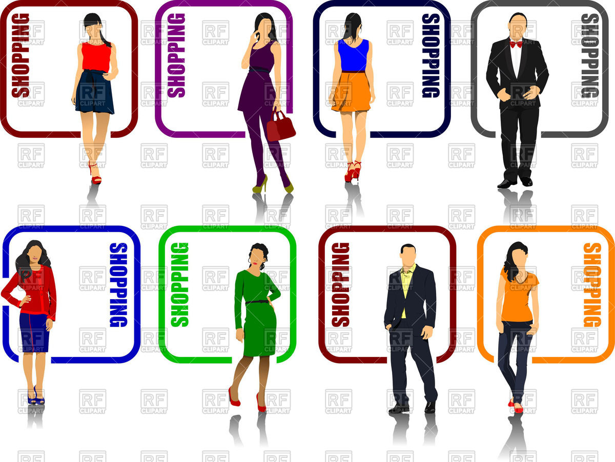 1200x902 Shopping Icons With Fashion Models Men And Women Vector Image