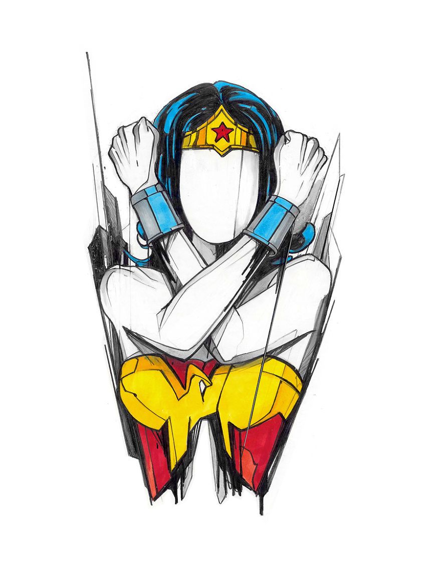 880x1148 These Simple Looking Drawings Took A Year To Make Wonder Woman