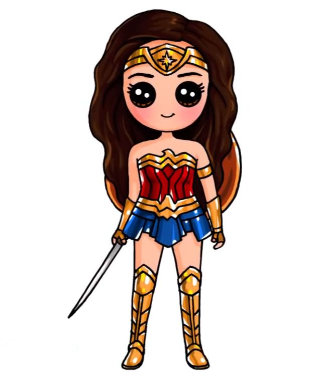 635x750 Wonder Woman Cute Drawings, Cute Kawaii Drawings, Kawaii