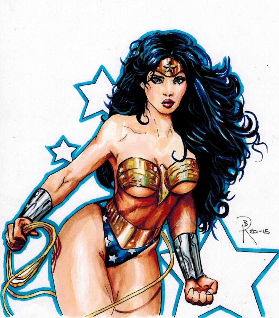 947x1080 Wonder Woman Comic Original Art Fantasy Drawing R Banham