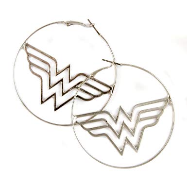 385x385 Wonder Woman Logo Hoop Earrings Clothing