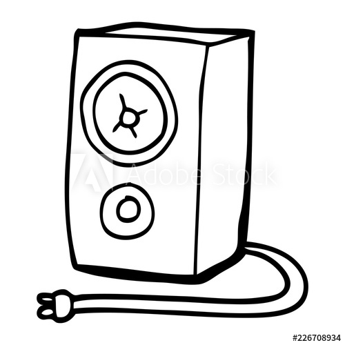 500x500 Line Drawing Cartoon Old Wood Speaker