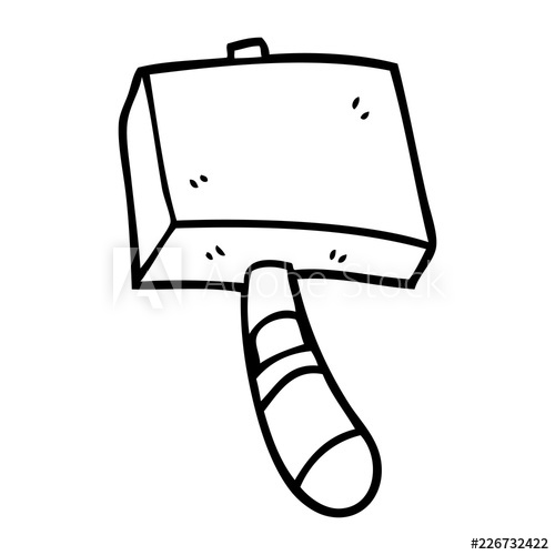 500x500 Line Drawing Cartoon Wood Hammer