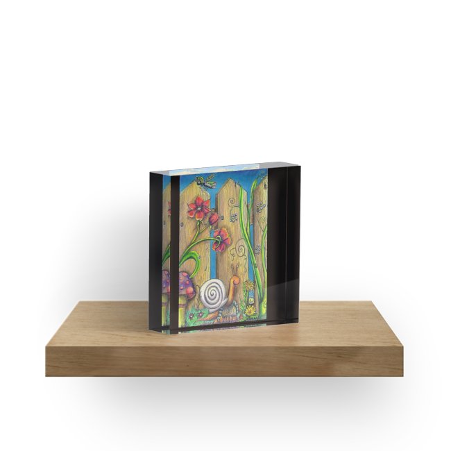 650x650 Garden Fence Whimsical Drawing Acrylic Blocks