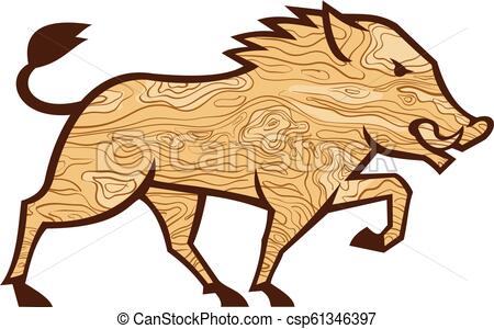 450x300 Wild Boar Marching Side Woodgrain Retro Style Illustration
