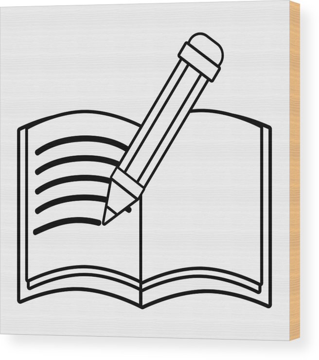 656x740 Line Pencil And Notebook Object Education School Wood Print