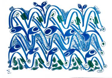 375x263 Blue Flowers Drawing