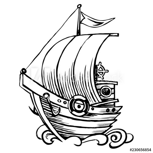 500x500 Vintage Stylized Sailing Wooden