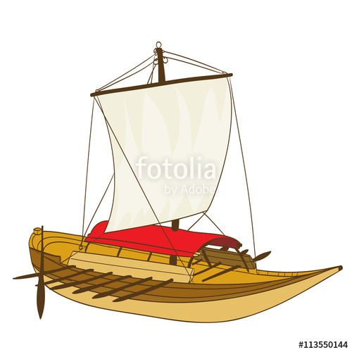 500x500 Wooden Sailing Boat Drawing On White Vector Illustration Stock