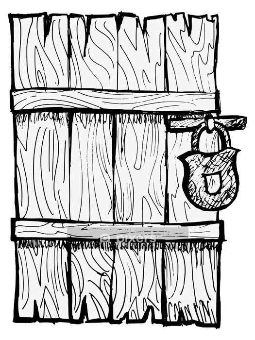 525x700 Old Wooden, Closed Door With A Lock Wall Decal We Live