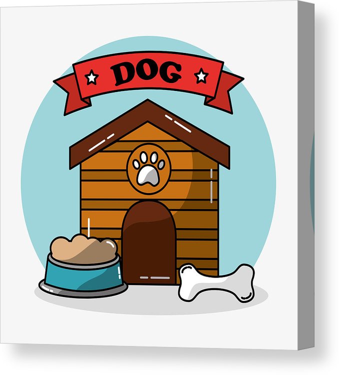 678x750 Pet Dog House Wooden And Bowl Food Bone Toy Canvas Print Canvas