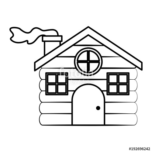500x500 Cute Wooden House Icon Vector Illustration Design Stock Image