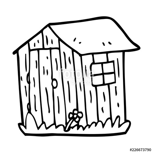 500x500 Line Drawing Cartoon Wooden Shed Stock Image And Royalty Free
