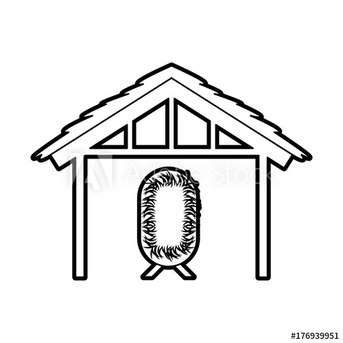 500x500 Wooden Hut House And Crib Manger Design Image