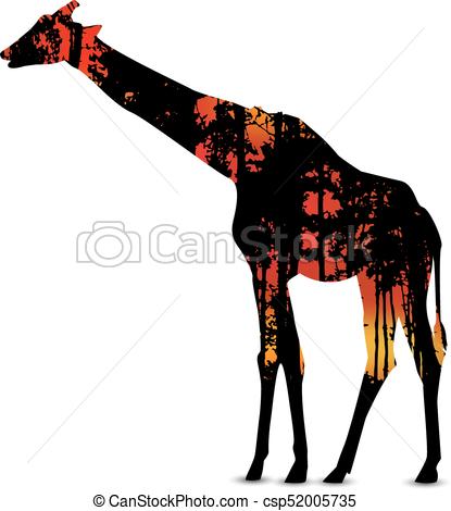 415x470 Silhouette Of Giraffe With Woodland Eco Banner Fire In Vectors