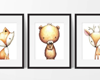 340x270 Woodland Animal Art Etsy