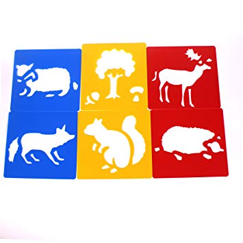 355x355 Plastic Woodland Animal Art Stencils Template For Kids Wildlife
