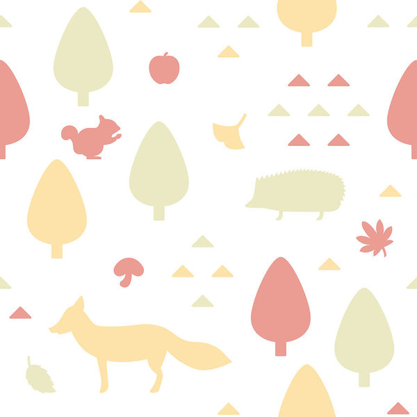 600x600 Autumn Woodland Themed Seamless Pattern Art Print