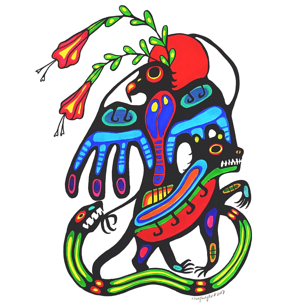 1280x1280 Chief Lady Bird Woodland Style Tattoo Design Based On Incan