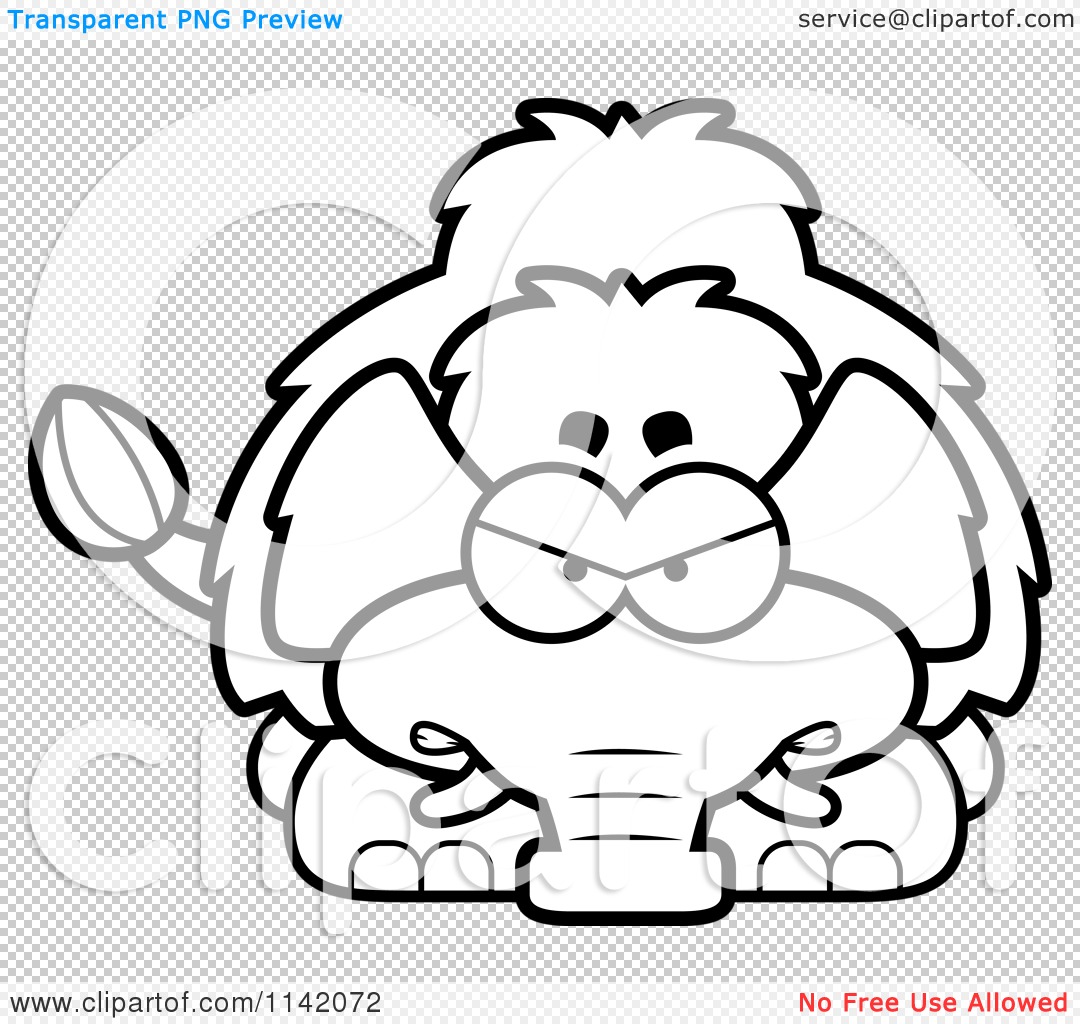 1080x1024 Cartoon Clipart Of A Black And White Angry Wooly Mammoth