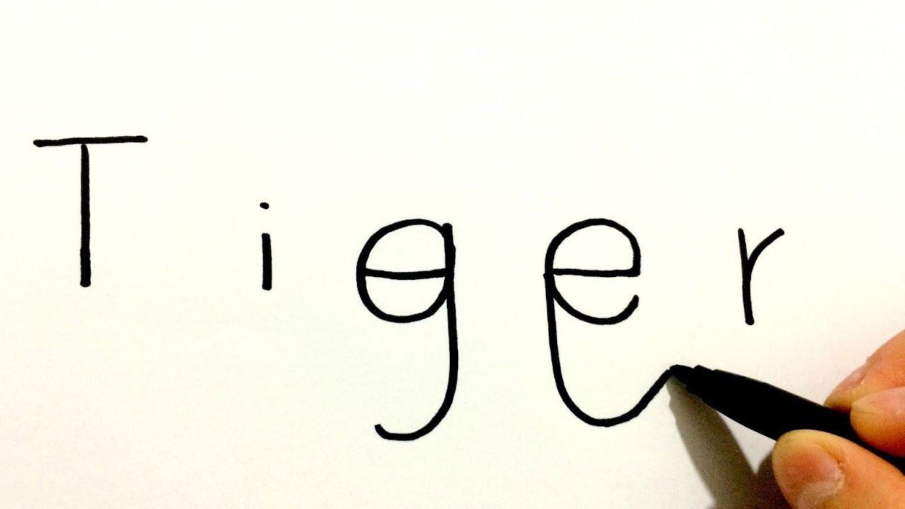 1280x720 How To Draw A Tiger With The Word 'tiger' Drawing Tutorial