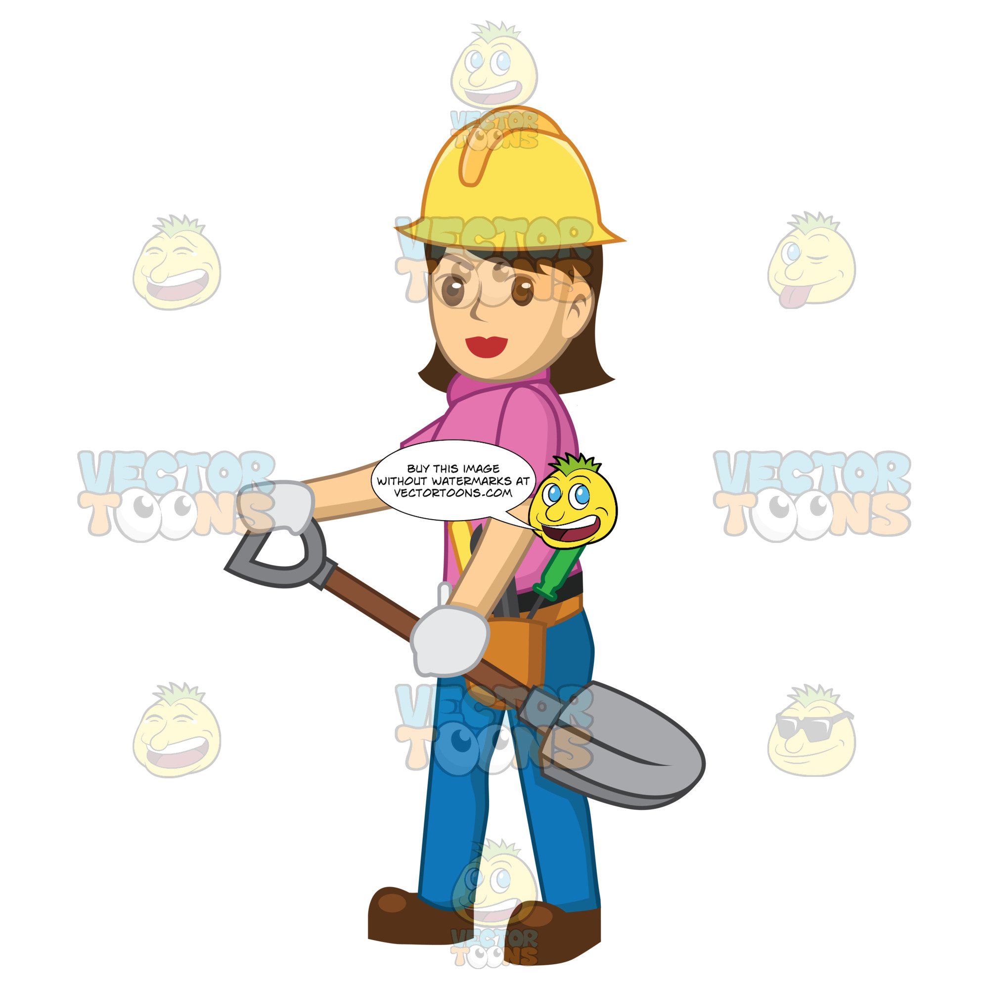 2000x2000 Female Construction Worker Holding A Shovel Clipart Cartoons
