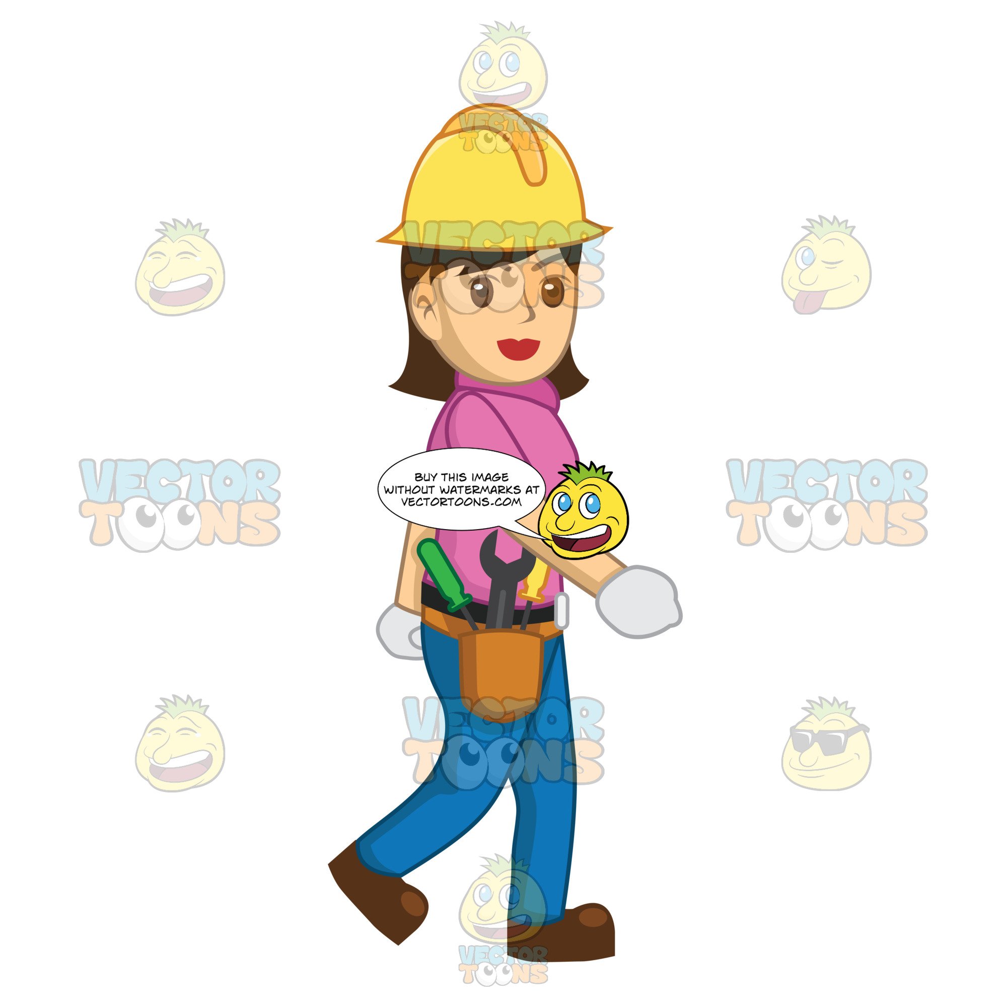 2000x2000 Female Construction Worker Walking Clipart Cartoons