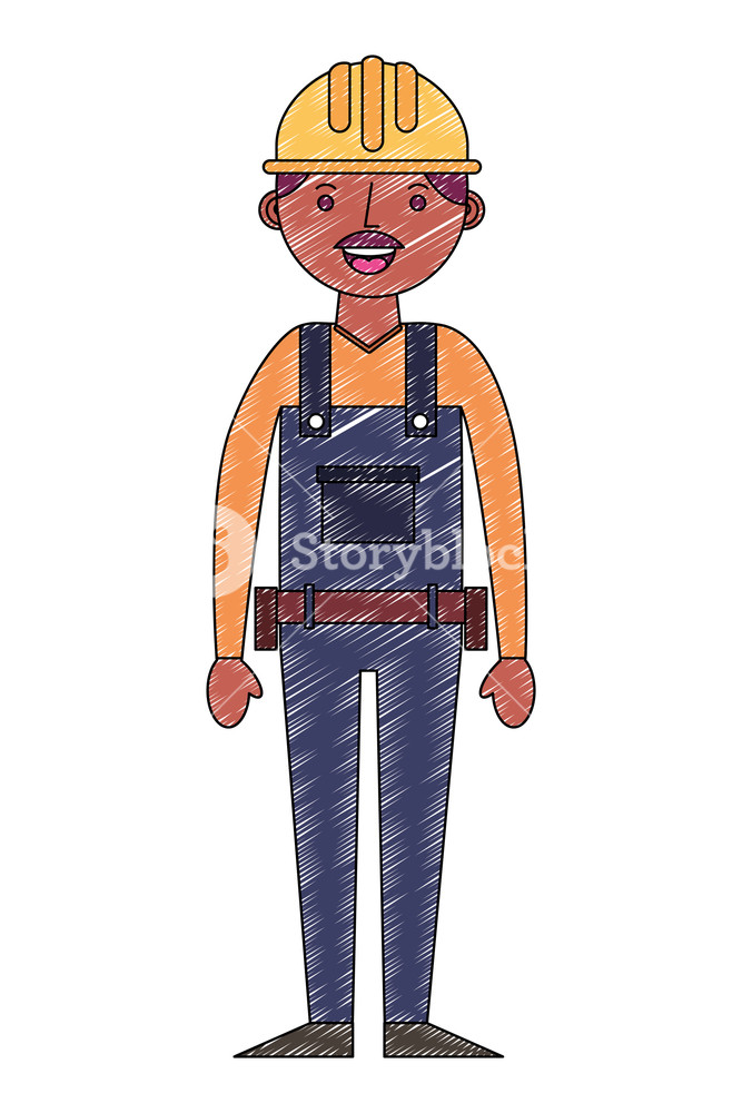 667x1000 Construction Man Worker With Helmet And Overalls Vector