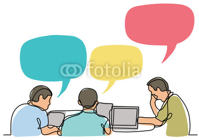 400x283 Continuous Line Drawing Of People Working On Laptop Computers