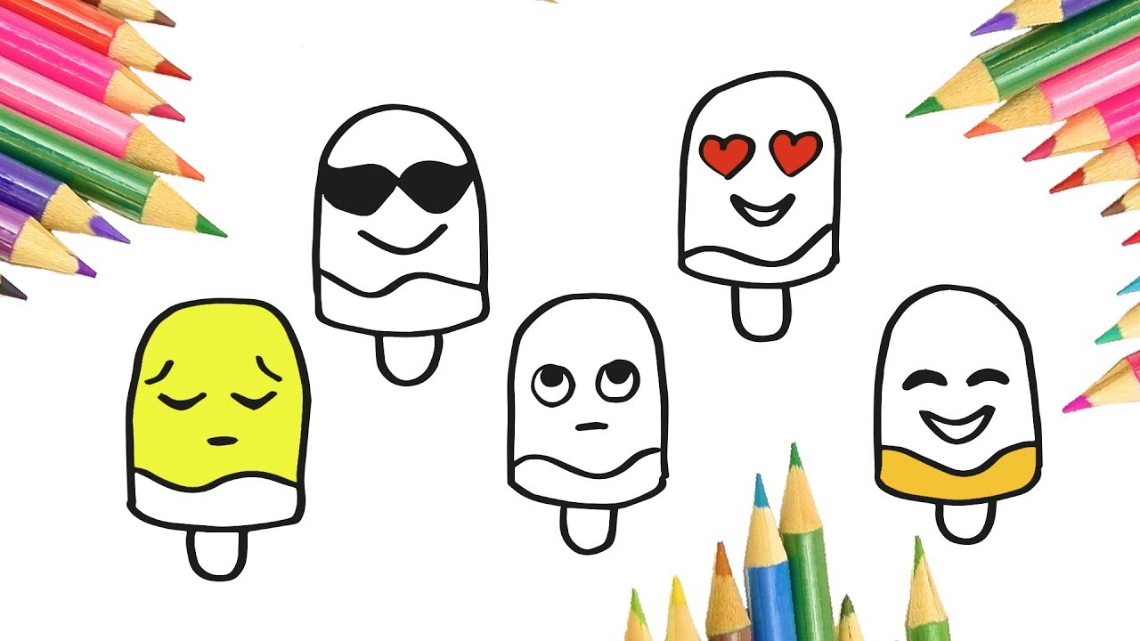 1280x720 Emoji Ice Cream Drawing And Coloring Pages Video For Kids Coloring