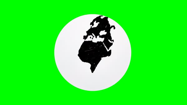 600x338 Hand Drawing World Globe With Green Background And White Circle