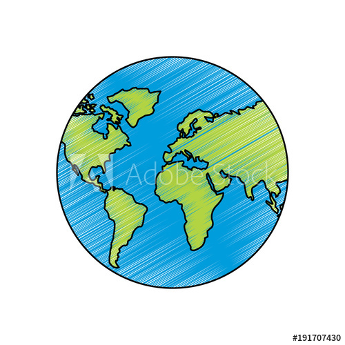 500x500 Earth Planet World Globe Map Icon Vector Illustration Drawing