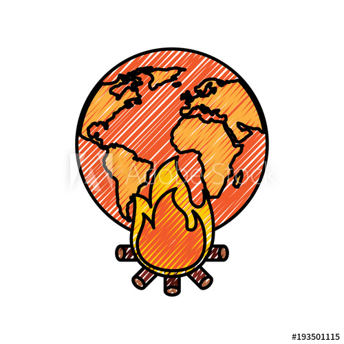 500x500 Earth World Globe With Fire Burning For Climate Change Disasters