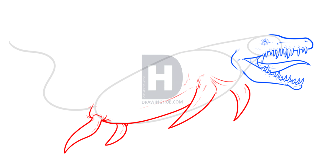 1080x541 how to draw a mosasaurus from jurassic world, step