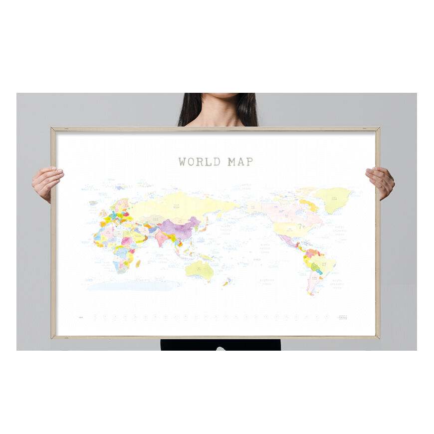 870x870 Watercolor Drawing World Map Paper Travel Routes Decoration Wall