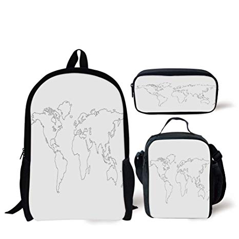 466x466 Iprint School Lunch Pen Bags,map,simplistic Design