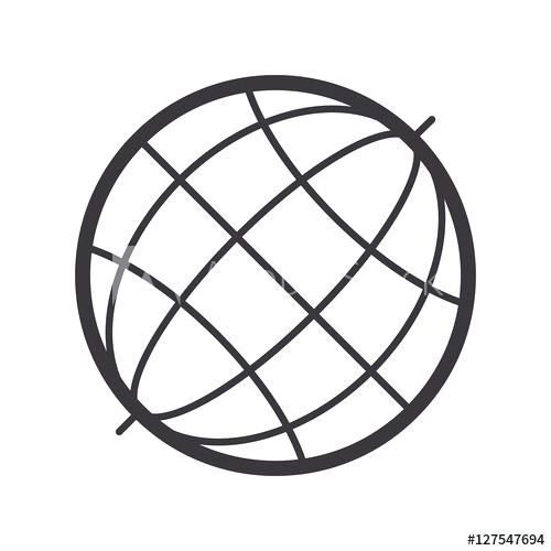 500x500 Black And White World Map Wall Art Sphere Vector Illustration Buy