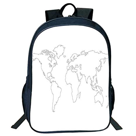 466x466 print black double deck rucksack, map, simplistic