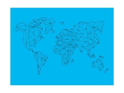 400x300 World Map Blue Art Print